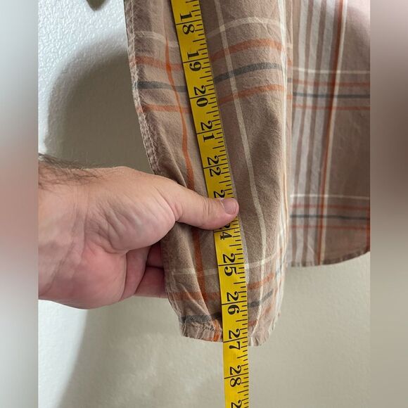 Carhartt Men's Short Sleeve Casual Plaid Shirt - Brown and Cream - Picture 6 of 6